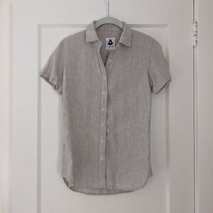 Tradlands Maggie Cameo Flax Linen Short Sleeve Shirt XS